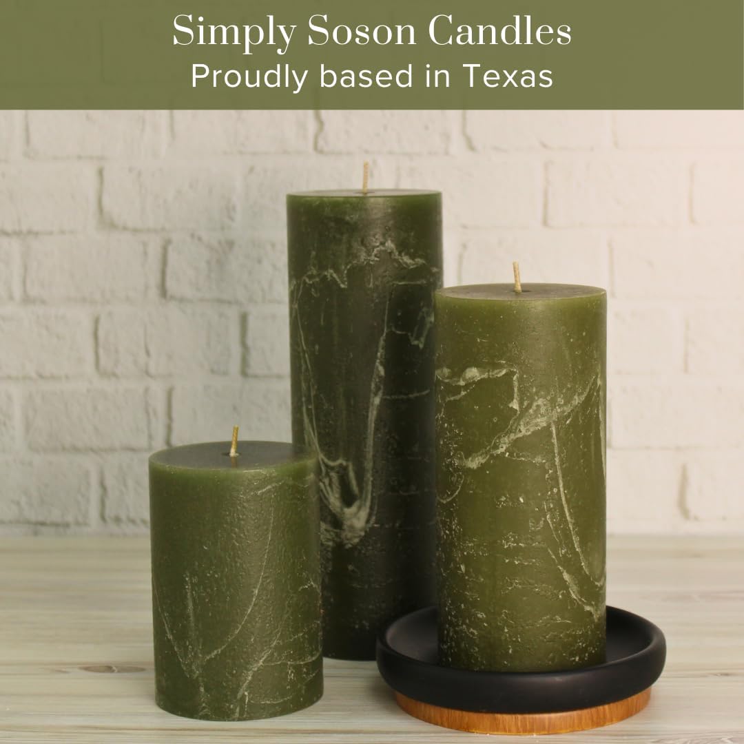 Simply Soson 3x6 inch Ivory Pillar Candles Set of 3, Rustic Texture, Unscented Ivory Candles, Dripless Candles, 3 inch Pillar Candles Ideal as Wedding, Parties, Spas, Dinner, Home Decoration, Church