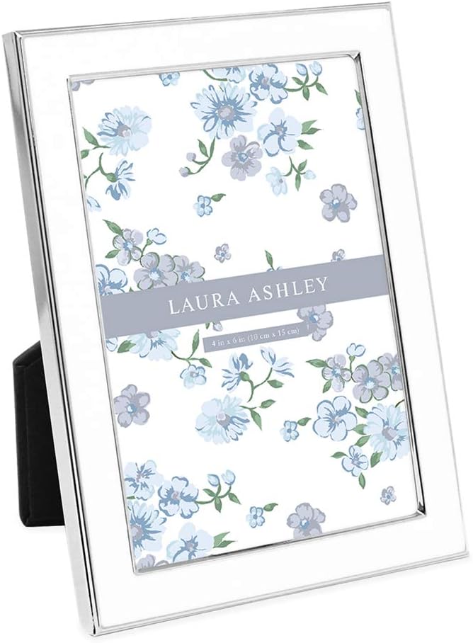 Laura Ashley 5x7 Navy Enamel Picture Frame, Gold Metal Edge with Easel, for Countertop, Counterspace, Tabletop Display, Bookshelf, Desk, Wall Décor, Photo Gallery (5x7, Navy W/Gold)