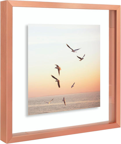Frametory, Floating Picture Frame 12x16 - Black Aluminum Metal Photo Frame - Real Glass of Front - for Wall Mount Display