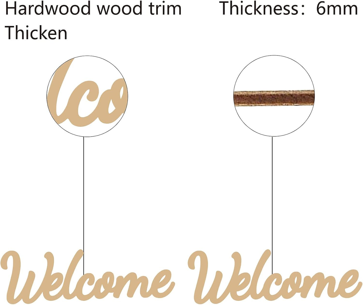 CREATCABIN Welcome Sign Welcome Wood Cutout Wooden Wall Decor Letters Laser Cut Art Unfinished Rustic Decorative DIY for Front Door Home Gallery Porch Coffee Bar Wreath Gift 11.8 x 2.4 Inch