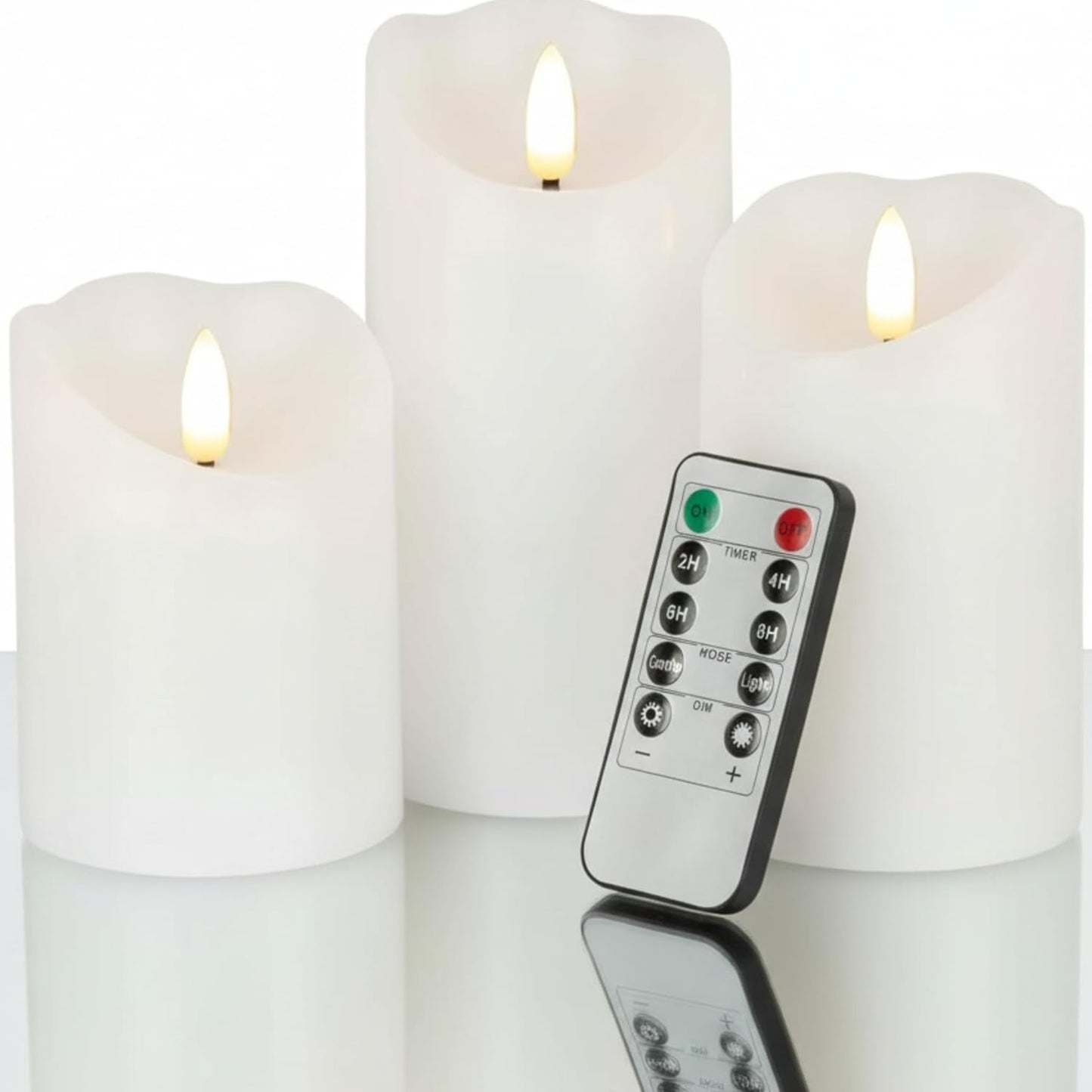 VENTA Set of 3 Warm Ivory Pillar Candles | Real Wax Battery Operated Candles with Flickering Flame | Timeless Year-Round Decor for Weddings, Mantels & Centerpieces