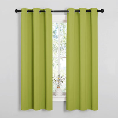 NICETOWN Halloween Pitch Black Solid Thermal Insulated Grommet Blackout Curtains/Drapes for Bedroom Window (2 Panels, 42 inches Wide by 63 inches Long, Black) - Colors B
