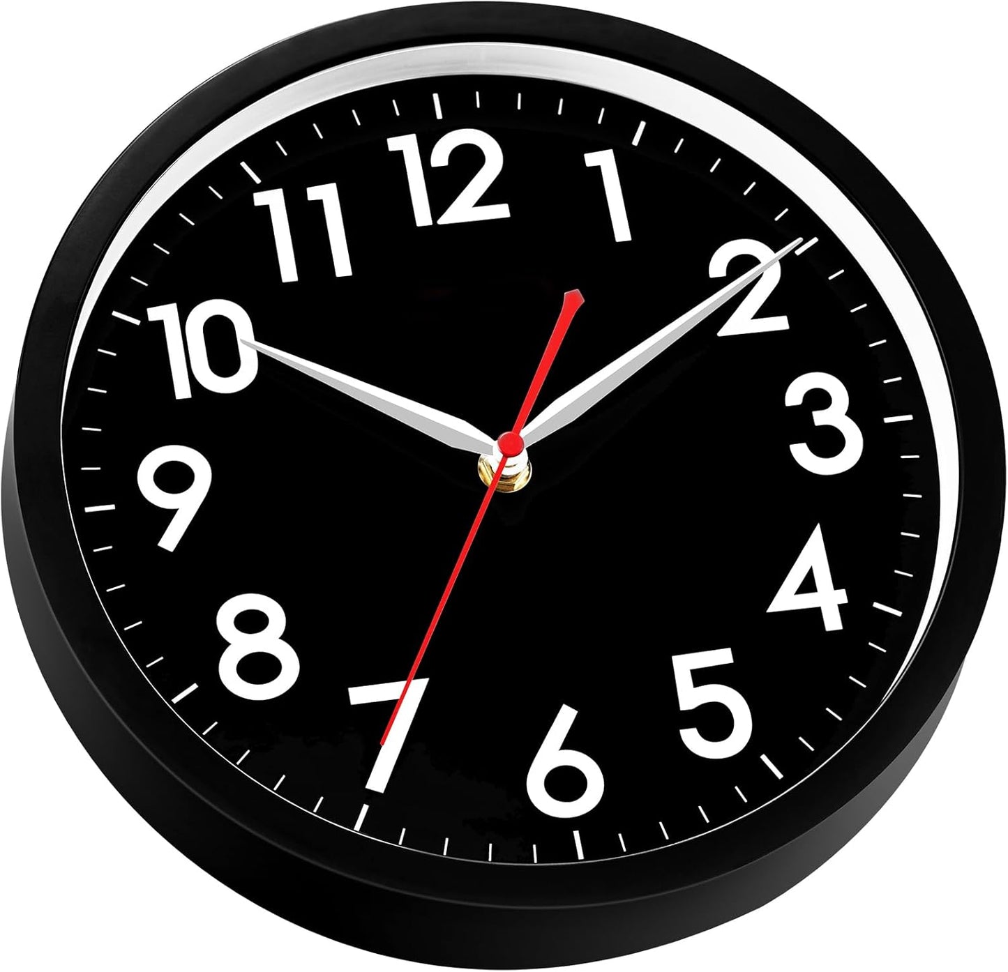 AKCISOT Wall Clock, Modern Small Wall Clocks Battery Operated 8 Inch, Silent Non-Ticking Analog Classic for Office, Home, Bathroom, Kitchen, Bedroom, School(Black)