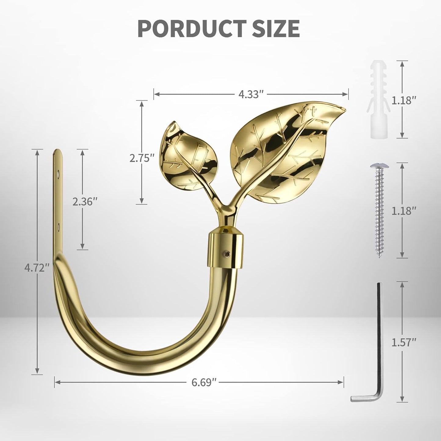HIKMLK Leaf Shaped Curtain Tieback Holdbacks 2pcs, Handmade Metal Curtain Side Holders for Wall, Curtain Hook Pull Backs for Drapes Window Decoration