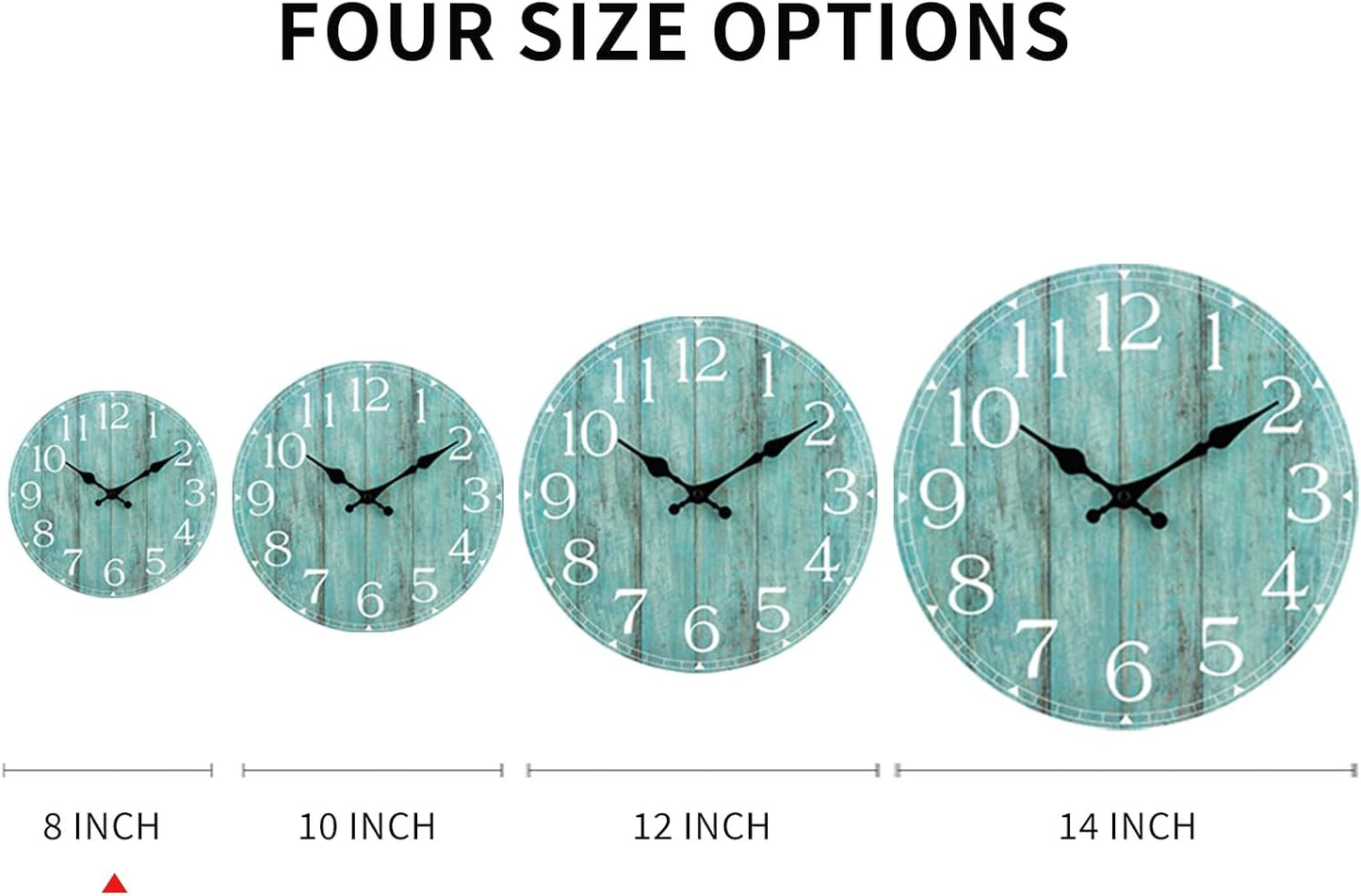 Wall Clock, Rustic Wall Clocks Battery Operated Silent Non Ticking, Country Round Wooden Clocks Farmhous Wall Decorative for Kitchen, Bathroom, Living Room (Gray 8 Inch)