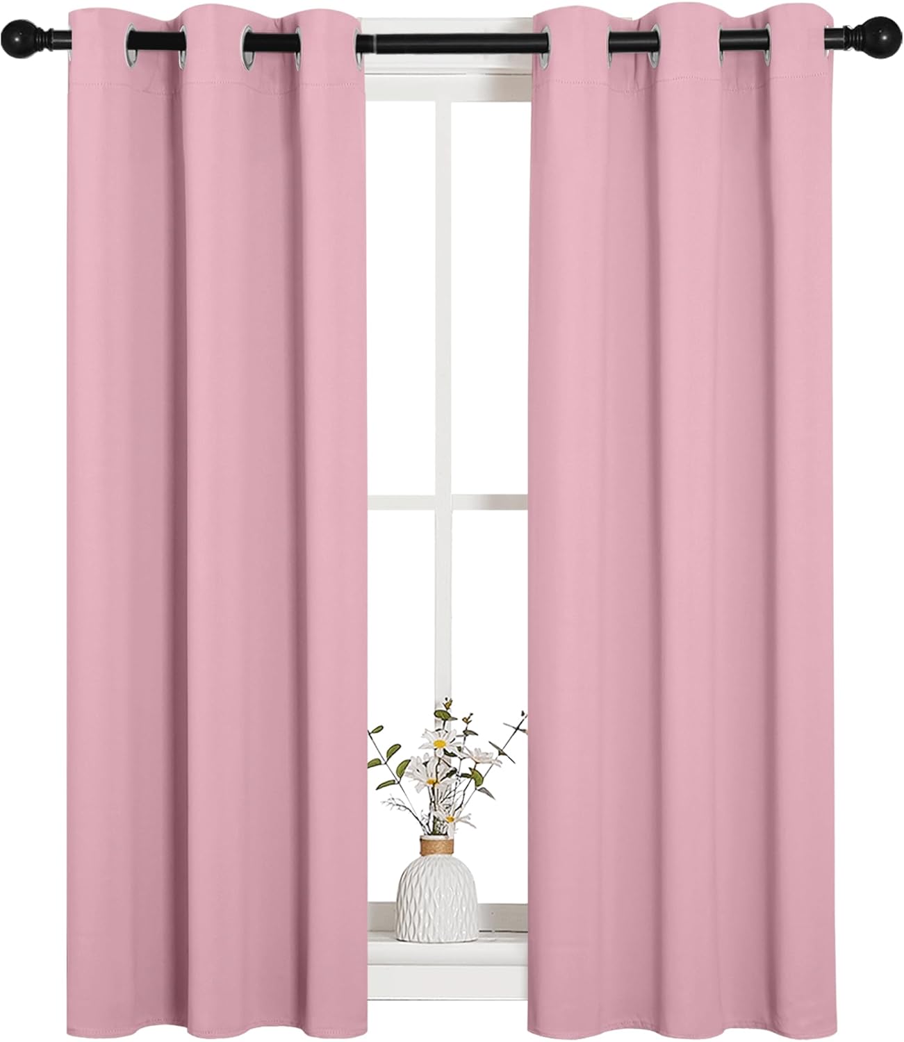 NICETOWN Halloween Pitch Black Solid Thermal Insulated Grommet Blackout Curtains/Drapes for Bedroom Window (2 Panels, 42 inches Wide by 63 inches Long, Black) - Colors A