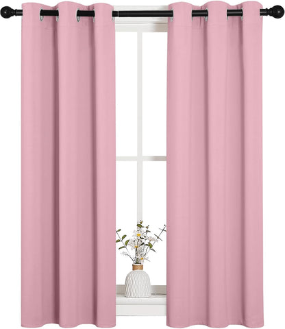 NICETOWN Halloween Pitch Black Solid Thermal Insulated Grommet Blackout Curtains/Drapes for Bedroom Window (2 Panels, 42 inches Wide by 63 inches Long, Black) - Colors A