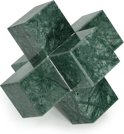 DreamsEden Small Geometric Sculpture, Metal Cube Decorative Ornaments Modern Home Decor Accent