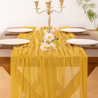 Socomi 3pcs Sage Green Cheesecloth Table Runner Summer Boho Rustic Gauze 120 inch 10FT Cheese Cloth Sheer Runner for Wedding Party Baby Shower Home Decor Holiday Decorations