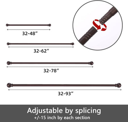 GXOACKJ Curtain Rods for windows 32-48 inch, 5/8 inch Decorative Curtain Rod Set, Matte Black Splicing Heavy Duty Metal Curtain Rod with Brackets