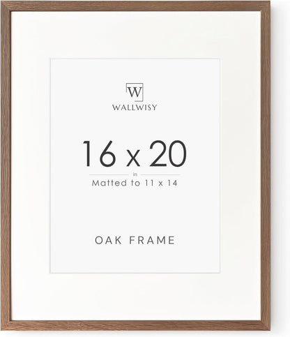 5x7 Picture Frame, Solid Oak Wood 5 x 7 Photo Frame with Mat to 4x6, 7x5 Picture Frames for Wall and Tabletop Display, (Walnut Set of 1)