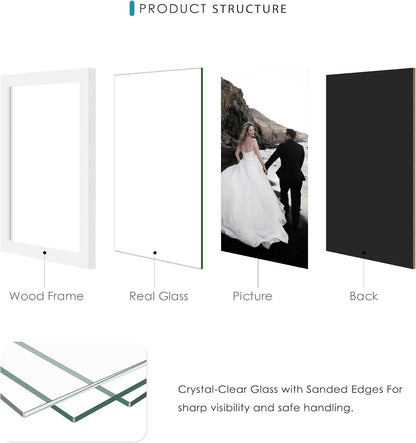 DUENPY 4x6 Collage Picture Frames, 12-Pack Solid Wood Photo Frame, Picture Frames Collage Wall Decor, Set with Glass Front, Assembly Required, Black