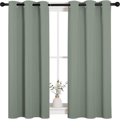 NICETOWN Halloween Pitch Black Solid Thermal Insulated Grommet Blackout Curtains/Drapes for Bedroom Window (2 Panels, 42 inches Wide by 63 inches Long, Black) - Colors B