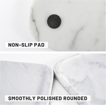 Marble Vanity Tray for Dresser Organizer, Travertine Bathroom Tray Countertop, Beige Decorative Serving Trays, Kitchen Sink Storage, Jewelry & Perfume Holder(Travertino Romano)