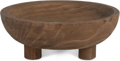 DN DECONATION Oak Wood Black Decorative Bowl-9.25x5.51 Inch Small Bowl for Entryway Key, Fruit, Candy with feet, Boho Farmhouse Home Decor for Dining Room, Coffee Table Centerpiece