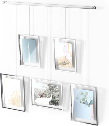 Umbra Exhibit Picture Frame Gallery Set, Adjustable Wall Collage Displays Nine Photos (Four 5x7" and Five 8x10"), Set of 9, Black