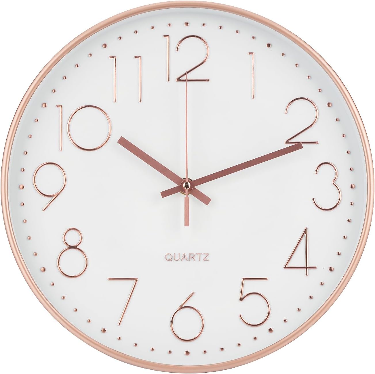 Wall Clock 12 Inch Non-Ticking Silent Modern Simple Style Round Decor Clock Gold Stereoscopic Dial Quartz Wall Clocks for Home/Office/School/Living Room/Bedroom/Kitchen