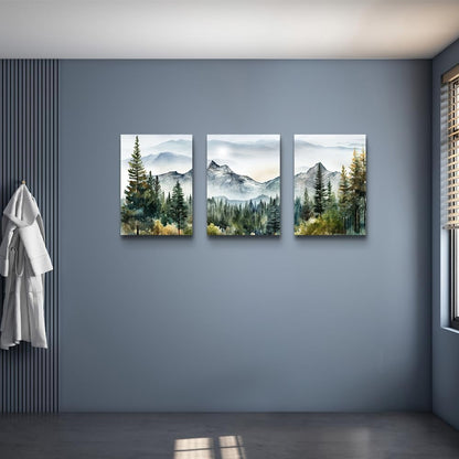 MHARTK66 Wall Art for Living Room Modern Wall Decor for Bedroom Office Decor Abstract Mountain Forest Landscapes Ink Painting 3 Piece Framed Canvas Art Prints Ready to Hang Wall Pictures Home Decor
