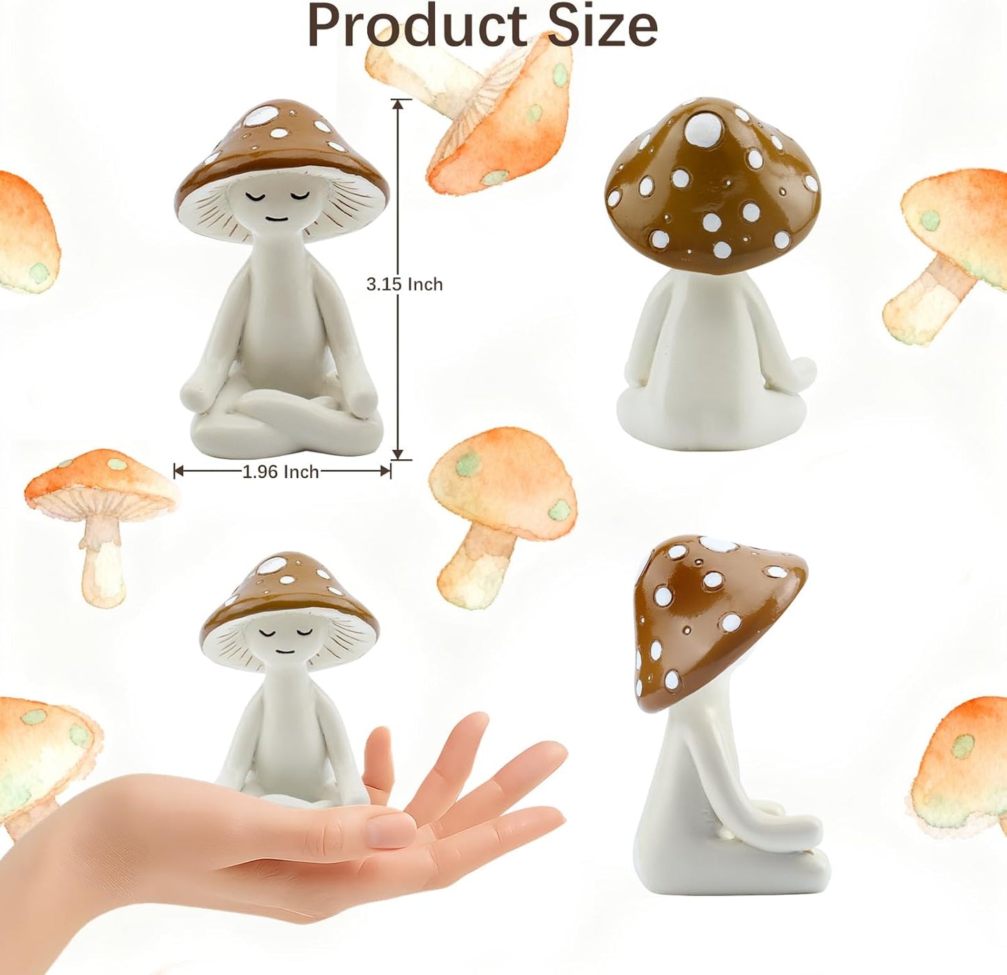 Meditation Mushroom Resin Statues – Cute Yoga Mushroom Figurines for Desk, Home, Office & Garden Decor – Zen Resin Sculptures for Living Room, Patio, Tabletop & Backyard (1 Pack, Mushroom)