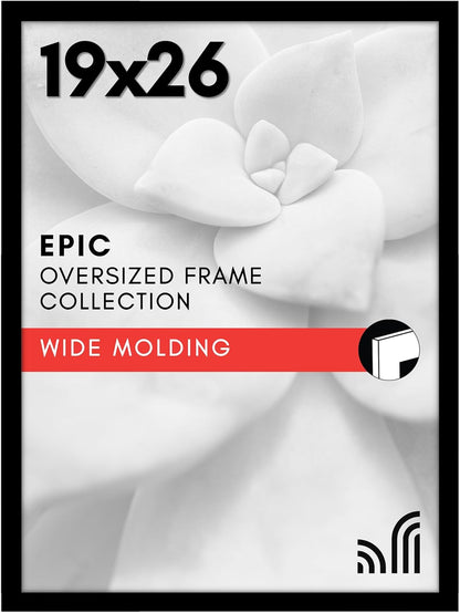 Americanflat 16x20 Picture Frame with Polished Plexiglass - Black Picture Frame - Wide Photo Frames Made of Engineered Wood for Vertical or Horizontal Wall Display - Epic Collection - Black - Colors C
