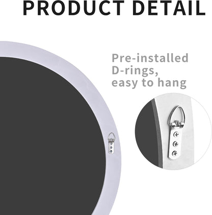 White Round Mirror 30 Inch, Circle Wall Mirrors for Bathroom, Bedroom Living Room or Entryway