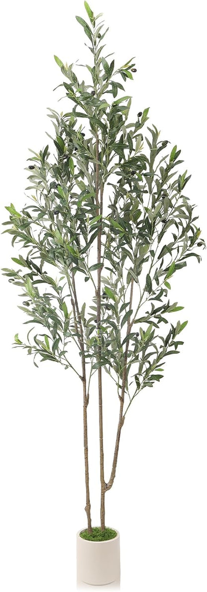 Alupssuc 5ft Olive Trees Artificial Indoor & Outdoor, Faux Olive Tree with Lively Artificial Trunk and Lifelike Fruits, Fake Potted Tree for Modern Home Office Living Room Decor