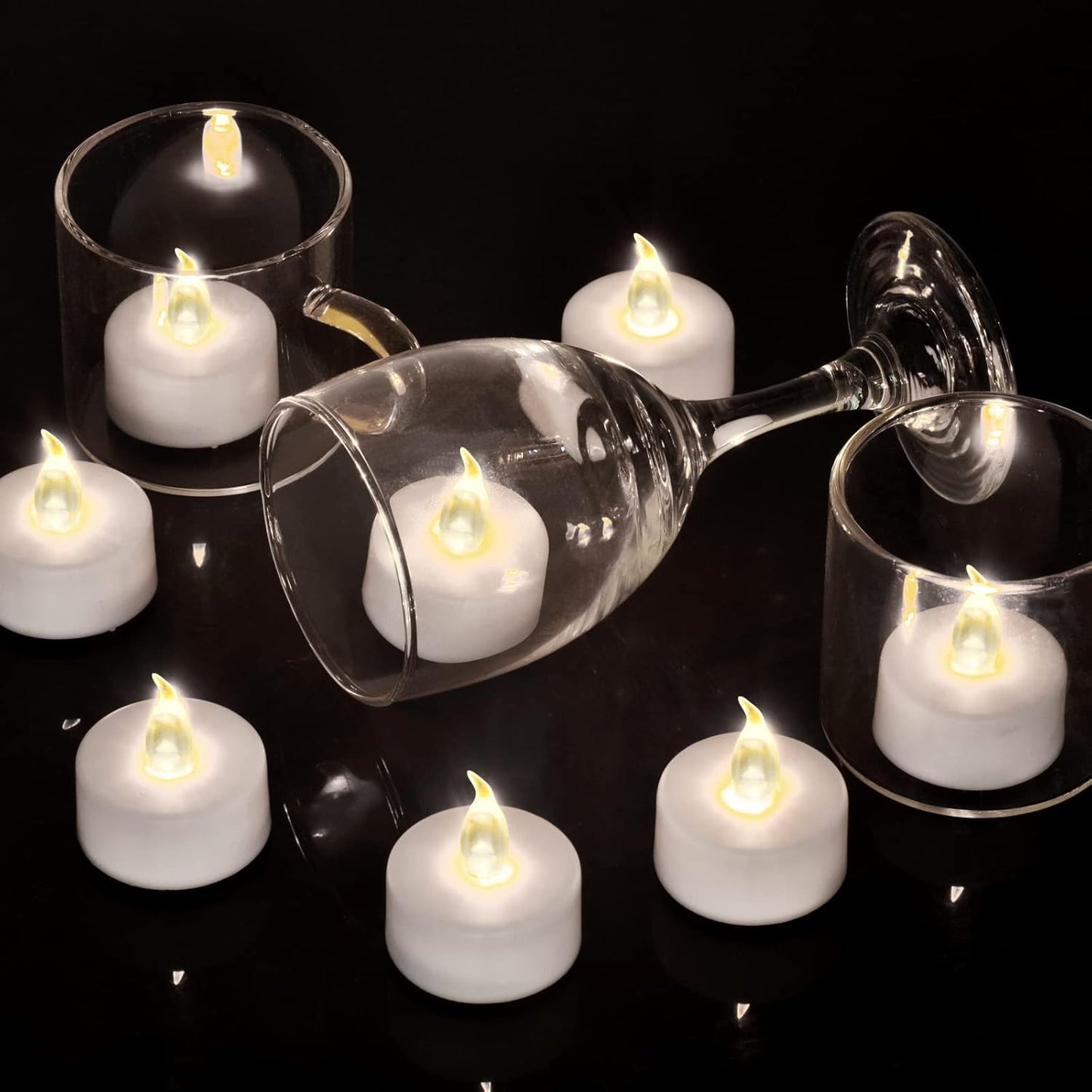 Battery Operated LED Tea Lights: 24PACK Flameless Votive Candles Lamp Realistic and Bright Flickering Holiday Gift Long Lasting 200Hours for Seasonal & Festival Celebration Warm White