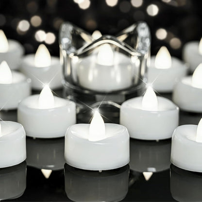 merrynights LED Candles, Tea Lights Candles Battery Operated Bulk, 50-Pack Long-Lasting 200 Hours Flameless Tealight Candles, Realistic Tea Lights for Christmas Halloween Wedding, 1.5'' D X 1.25'' H