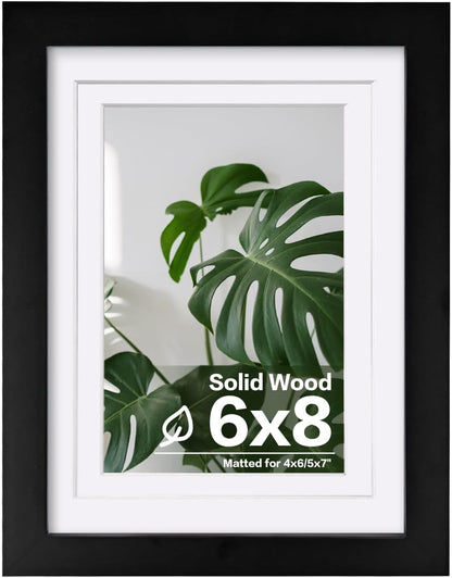 Egofine 12x16 Picture Frame Black, Covered by Plexiglass Made of Solid Wood, Display Pictures 9x12 and 11x14 with Mat or 12x16 Without Mat, for Wall Mounting Photo Frame - Colors B
