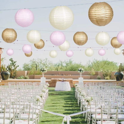 Paper Lanterns Decorative, Round Hanging Paper Lanterns Decorations for Rustic Party Bridal Shower Wedding Sage Green Birthday Party Supplies Gold/Ivory/Sage Green 15pcs