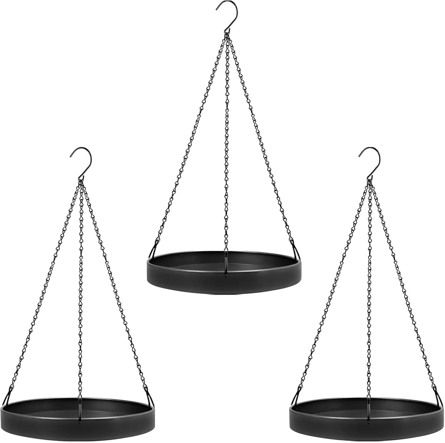 Plant Hanger Indoor Outdoor, Hanging Planter Baskets for Outdoor Indoor Plants, Hanging Plant Holder Tray for Plants, Metal Window Plant Hanger, Black Hanging Plant Shelf, 2 Pack
