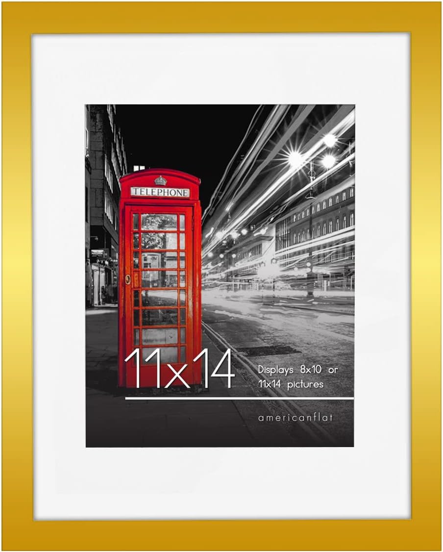 Americanflat 8x10 Picture Frame with Shatter-Resistant Glass - Use as 5x7 Frame with Mat or Display 8x10 Photo Without Mat - Signature Collection - Picture Frames for Tabletop and Wall Display - Black