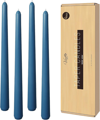 Viyffo Taper Candles, 10 Inch, 4 Pack, Olive Glow – Unscented, Dripless & Smokeless Design, Up to 8 Hour Burn – Long Tall Taper Candlesticks for Wedding, Dinner & Home Decor