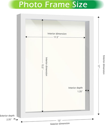 FrameWorks 11” x 14” Dark Oak Wooden Shadow Box Frame – Display Case with Soft Felt Back, Memory Box with Tempered Glass, Display Box with Elegant White Ball Push Pins, Wooden Flower Box