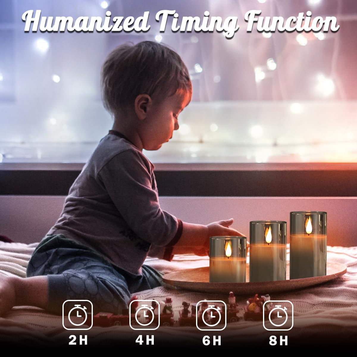 Rechargeable Flameless Glass Pillar Candles–Gifts for Women,–Set of 3, Realistic Flickering LED Light,Remote & Timer, Ideal for Living Room, Bedroom & Festival Wedding Home Party Decor