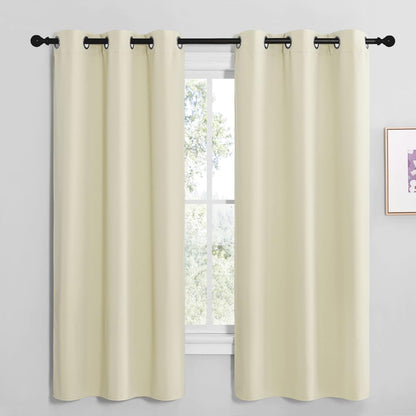 NICETOWN Halloween Pitch Black Solid Thermal Insulated Grommet Blackout Curtains/Drapes for Bedroom Window (2 Panels, 42 inches Wide by 63 inches Long, Black) - Colors C