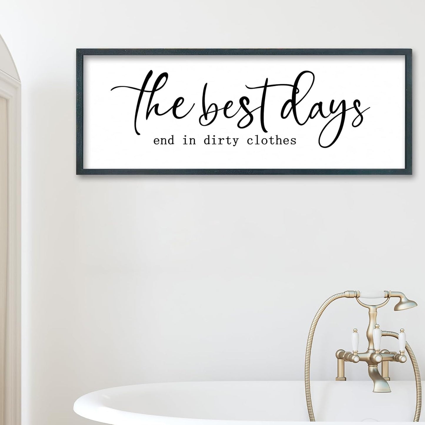 FZMHASLWW Gather Sign Wall Decor 32"×12" Large Wooden Framed for Dining Room Simple Home Kitchen Hanging Art (Wood)