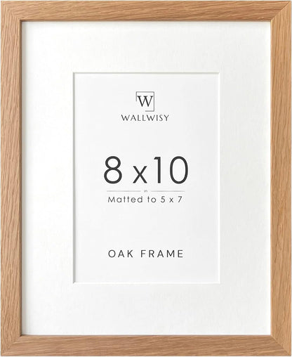 5x7 Picture Frame, Solid Oak Wood 5 x 7 Photo Frame with Mat to 4x6, 7x5 Picture Frames for Wall and Tabletop Display, (Walnut Set of 1)