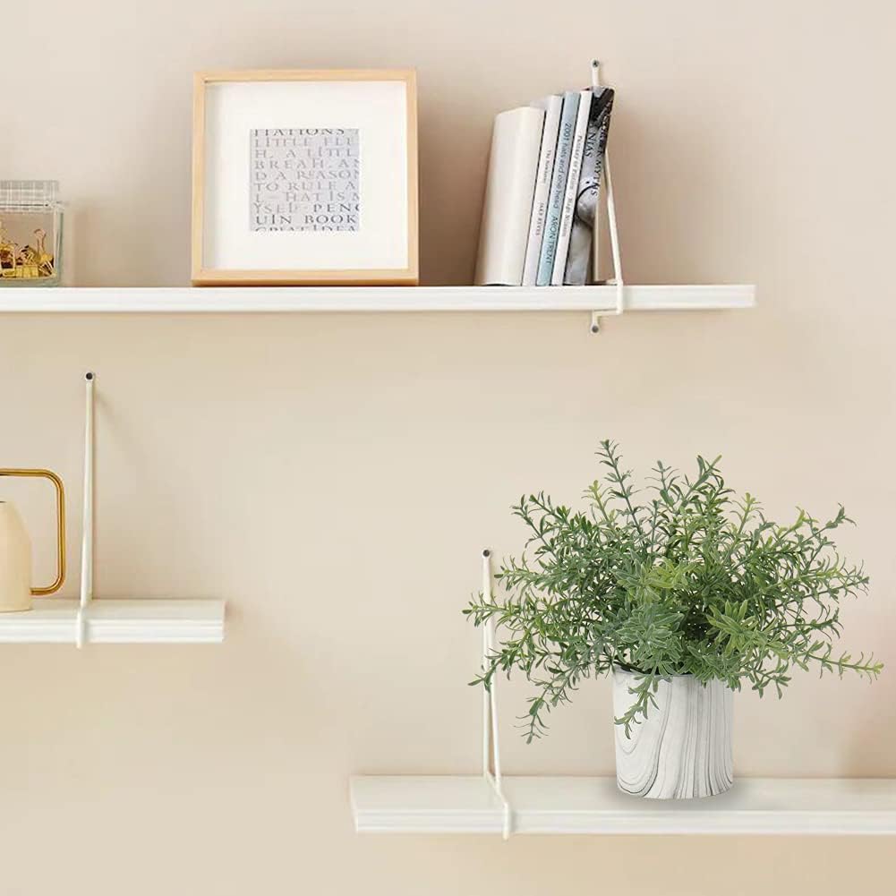 Hollyone Mini Artificial Potted Plants Fake Plants in Marble Pots, 1Pcs Plastic Eucalyptus Greenery Faux Plants for Home Office Desk Room Centerpiece Shelf Décor