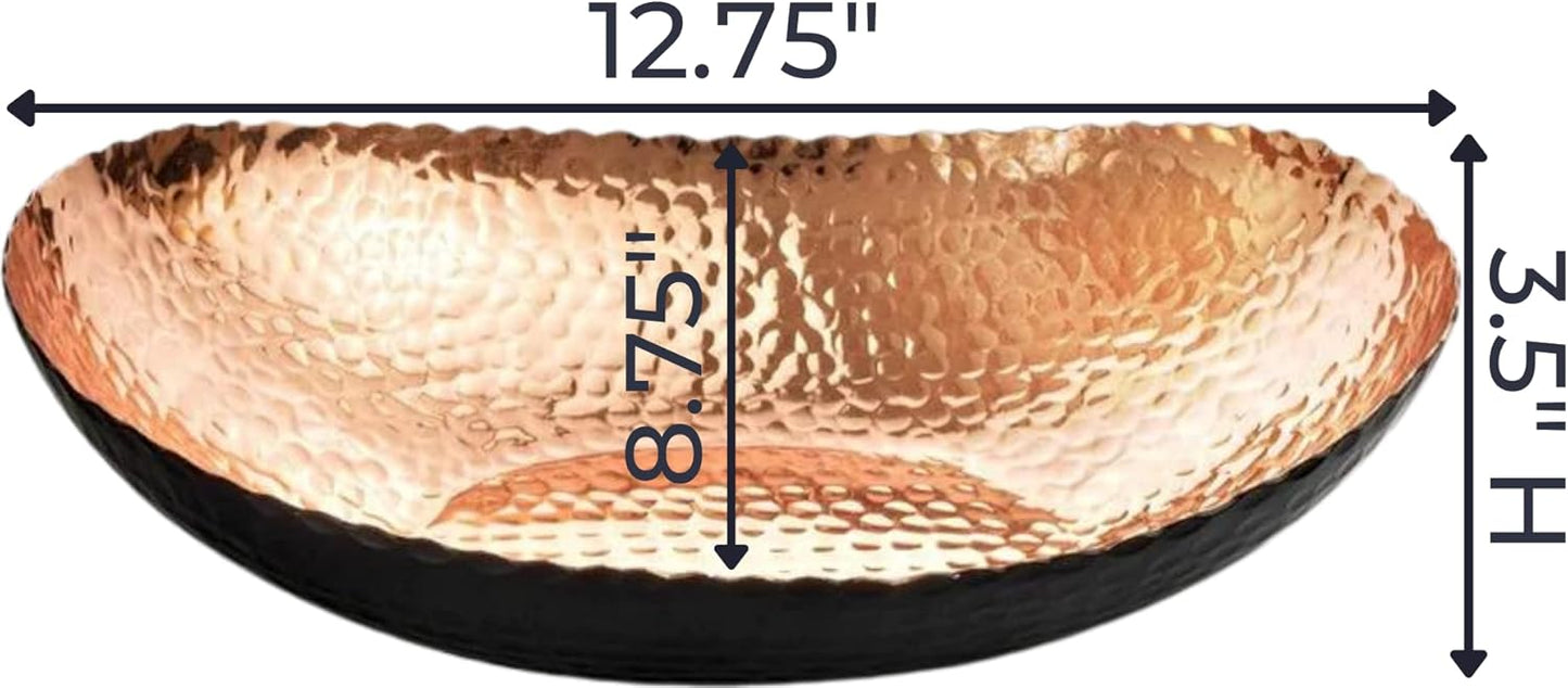 Monarch Abode Decorative Bowl for Home Decor – 7.5-Inch Black and Copper Plated Hand Hammered Key Bowls for Entryway Table, Fruit & Potpourri Bowl for Centerpiece, Modern Catch All Key Holder Bowl