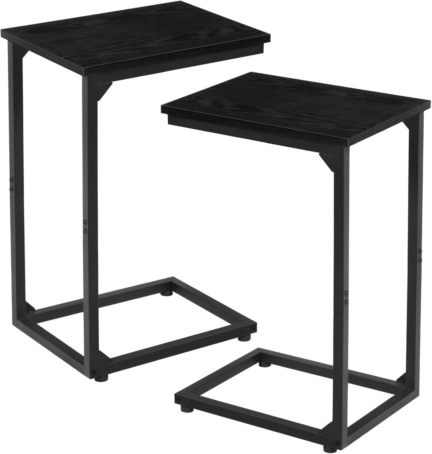 AMHANCIBLE C Shaped Side Table, End Tables Living Room Set of 2, Slide Under Couch Table for Sofa, TV Trays for Bedroom, Small Space, Rustic Brown HET02CBR