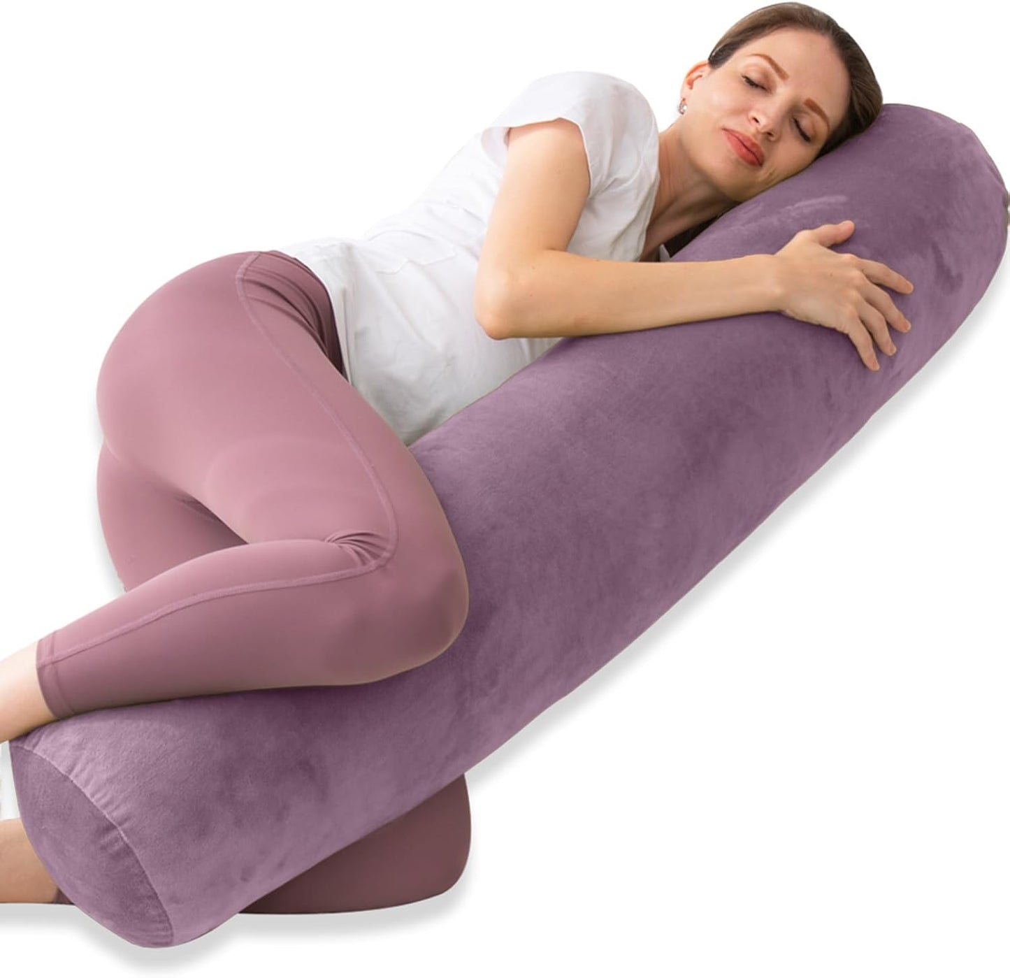 1 MIDDLE ONE Body Pillow for Adults, Bolster Pillow with Removable Velvet Cover, Long Round Cervical Roll Pillow, 47 x 7.87 Inches, Grey