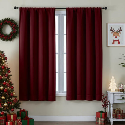 Simplebrand Ava Sage Green Blackout Curtains for Bedroom 63 Inch Length 2 Panels Set, Solid Thermal Insulated Energy Saving Rod Pocket Window Treatment Curtains Blackout Drapes, W40 x L63 Inch, Sage - Colors A