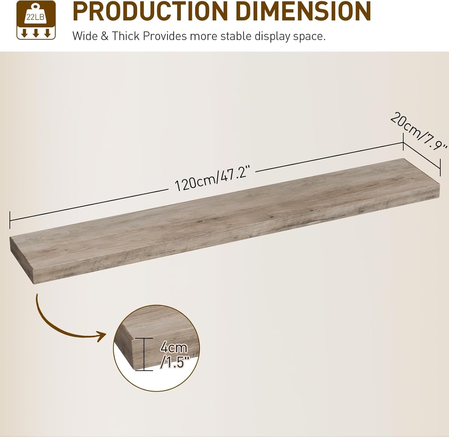 RALGEND Floating Shelves for Wall, 1.5" Thick Wall Shelf Set of 3 with Invisible Brackets, L31.5 x W7.9 Hanging Shelves Farmhouse Home Decor for Bathroom, Living Room, Bedroom, Rustic Brown 8301BJP3BF
