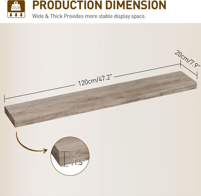 RALGEND Floating Shelves for Wall, 1.5" Thick Wall Shelf Set of 3 with Invisible Brackets, L31.5 x W7.9 Hanging Shelves Farmhouse Home Decor for Bathroom, Living Room, Bedroom, Rustic Brown 8301BJP3BF