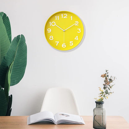 HZDHCLH Wall Clocks Battery Operated,12 inch Silent Non Ticking Modern Wall Clock for Living Room Bedroom Kitchen Office Classroom Decor (Olive Green and Gold)