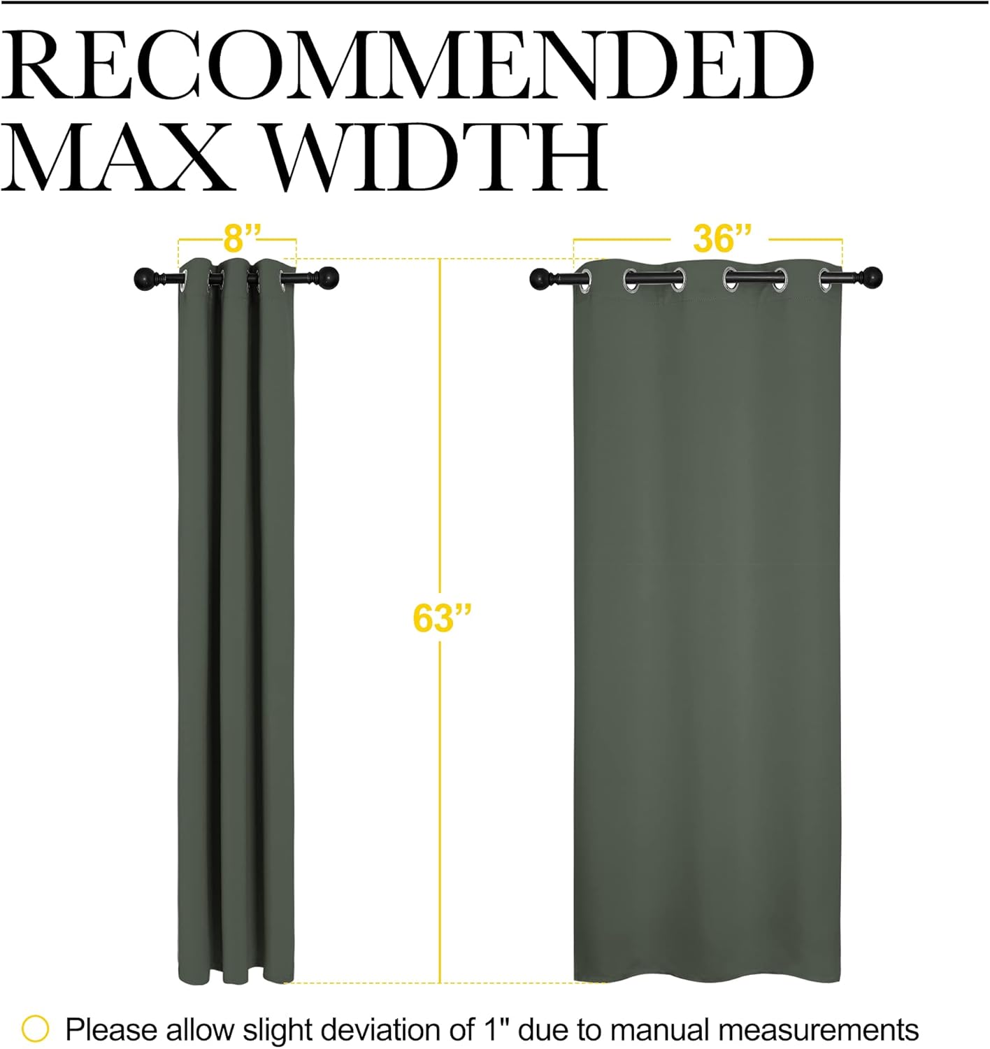 NICETOWN Halloween Pitch Black Solid Thermal Insulated Grommet Blackout Curtains/Drapes for Bedroom Window (2 Panels, 42 inches Wide by 63 inches Long, Black) - Colors C