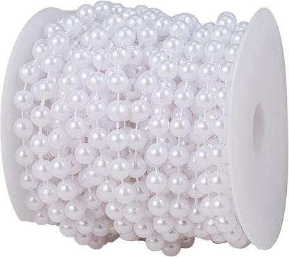 3mm Millet Beads Crafts Faux Pearl Beads Garland Pearl Bead Roll Strand of Pearls to Decorate Floral Centerpieces Wedding Party Favor Christmas Tree(33 Feet Ivory)