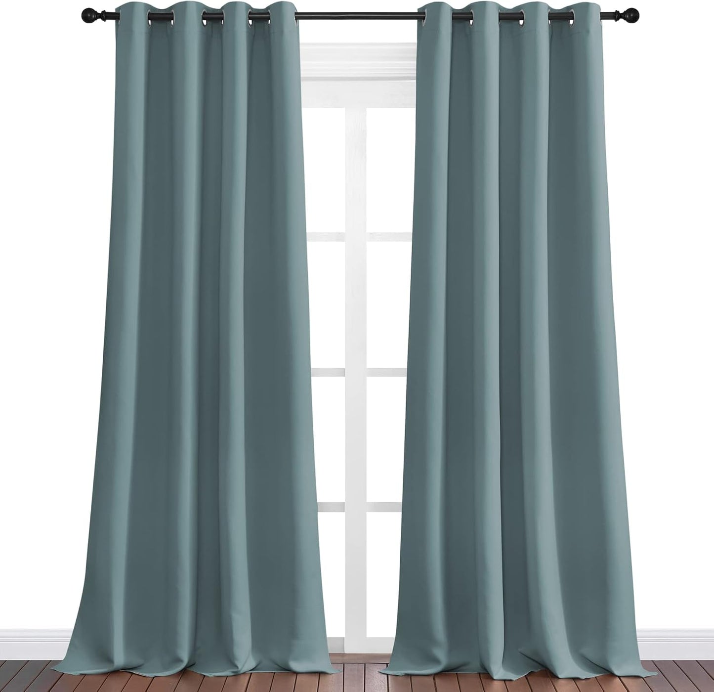 NICETOWN Halloween Pitch Black Solid Thermal Insulated Grommet Blackout Curtains/Drapes for Bedroom Window (2 Panels, 42 inches Wide by 63 inches Long, Black) - Colors C