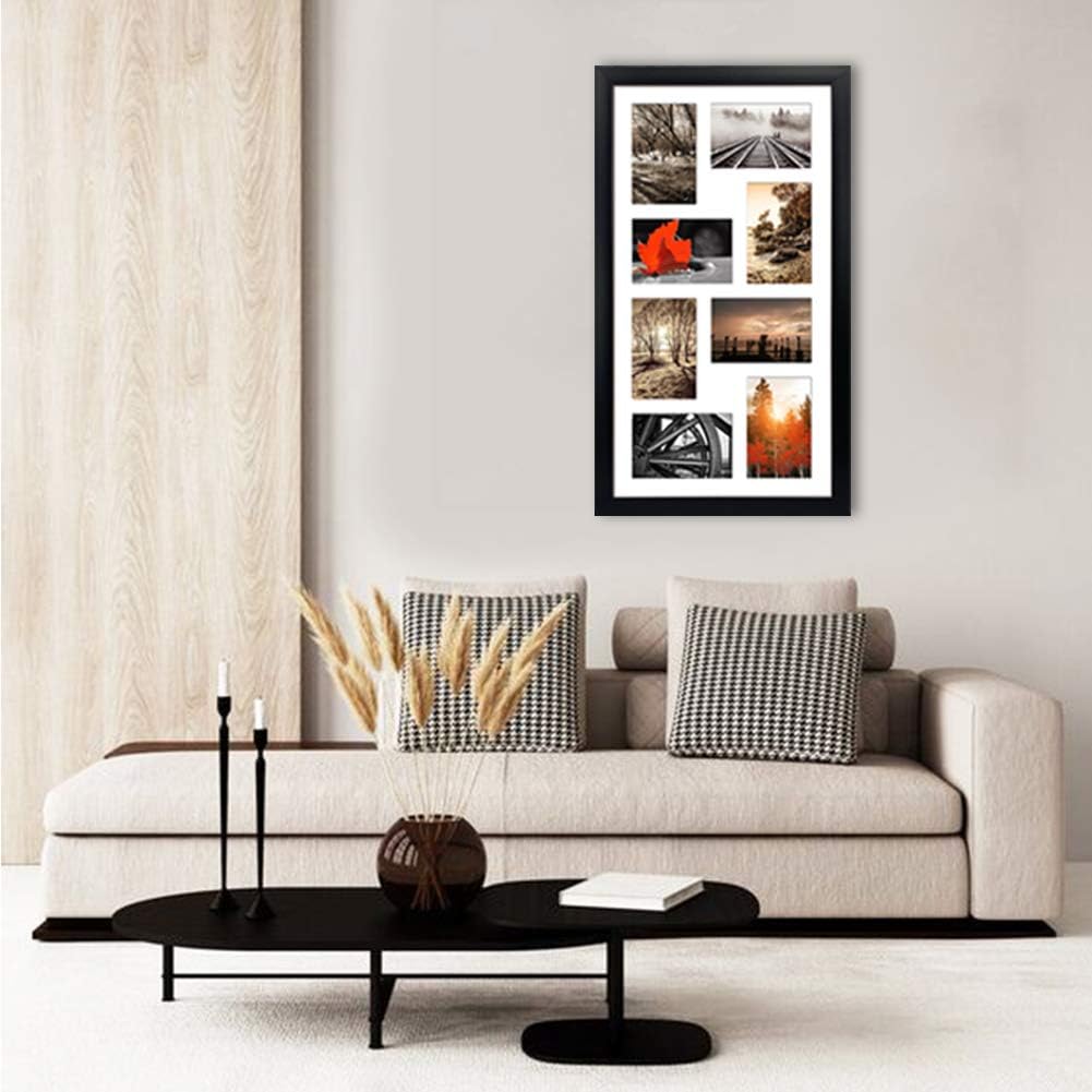 QUTREY 20 Opening 4x6 Collage Picture Frame Set of 2, 18.1x41.3 inches Black Multiple Frames Display 4 by 6 inch Photos with Mat for Wall Hanging